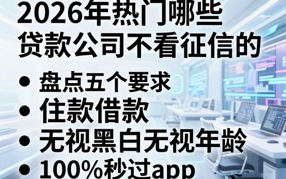 2026年热门哪些贷款公司不看征信的,盘点五个借款无视黑白无视年龄100%秒过app