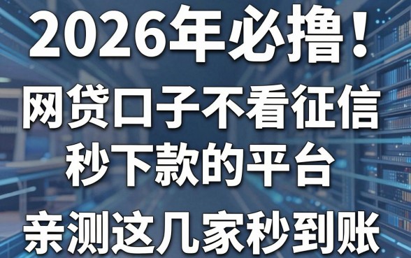 2026年必撸!网贷口子不看征信秒下款的平台,亲测这几家秒到账