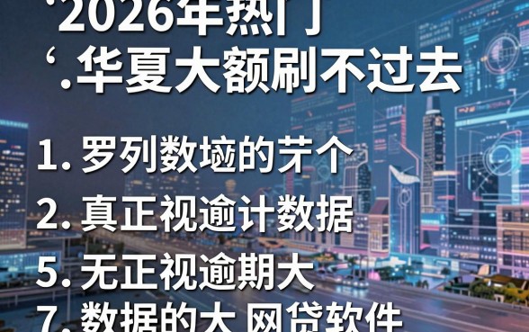 2026年热门华夏大额刷不过去,罗列5个真正无视逾期大数据的网贷软件
