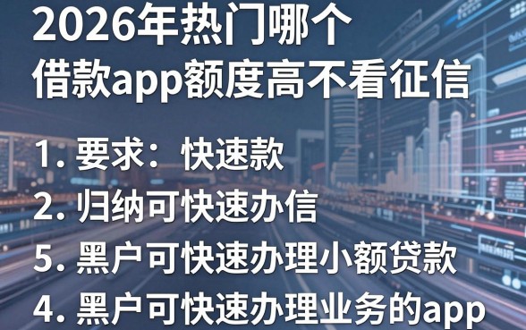 2026年热门哪个借款app额度高不看征信，归纳5个黑户可快速办理小额贷款业务的app