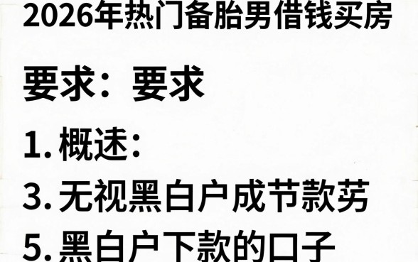 2026年热门备胎男借钱买房,概括5个无视黑白户下款的口子