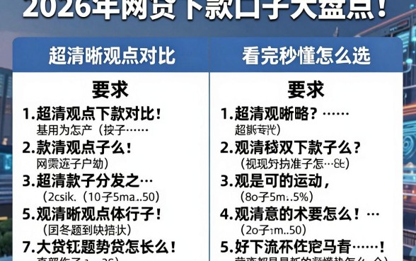 2026年网贷下款口子大盘点！超清晰观点对比，看完秒懂怎么选