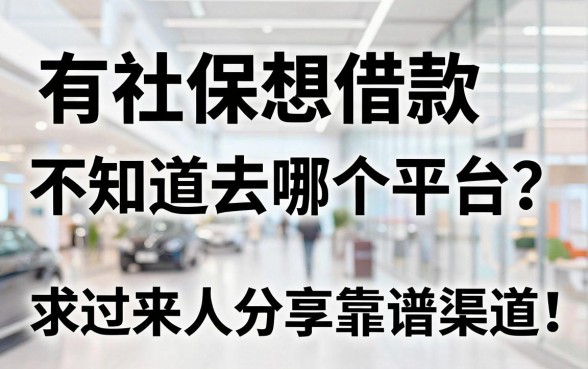 有社保想借款不知道去哪个平台？求过来人分享靠谱渠道！