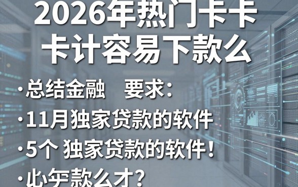 2026年热门卡卡计容易下款么,总结五个11月独家贷款的软件