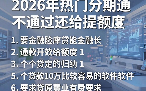 2026年热门分期通不通过还给提额度,归纳5个贷款10万比较容易的软件