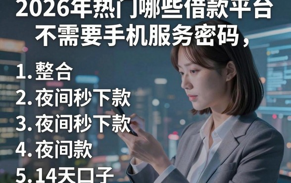 2026年热门哪些借款平台不需要手机服务密码,整合五个夜间秒下款的14天口子