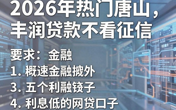 2026年热门唐山丰润贷款不看征信，概括五个利息低的网贷口子