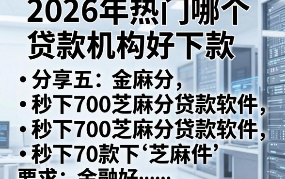 2026年热门哪个贷款机构好下款，分享五个秒下700芝麻分贷款软件