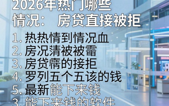 2026年热门哪些情况房贷直接被拒，罗列五个最新能下来钱的软件