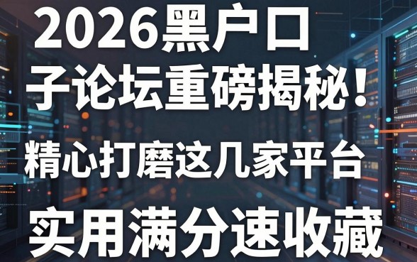 2026黑户口子论坛重磅揭秘！精心打磨这几家平台，实用满分速收藏！