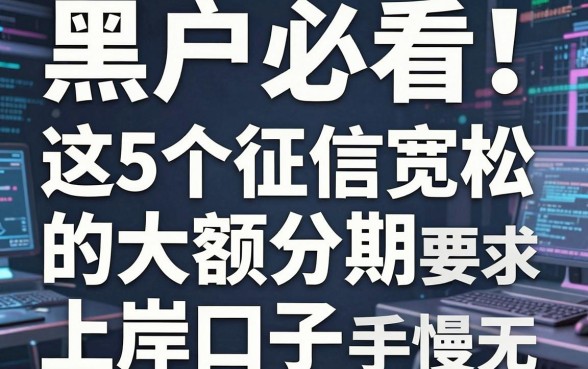 黑户必看！这5个征信宽松的大额分期上岸口子，手慢无