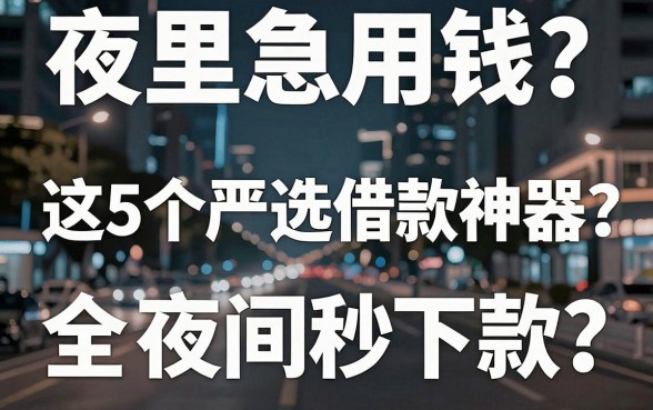 夜里急用钱？这5个严选借款神器，全是夜间秒下款的口子！