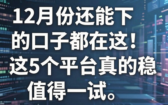 12月份还能下的口子都在这！这5个平台真的稳，值得一试！