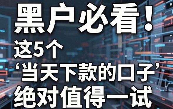 黑户必看！这5个能当天下款的口子，绝对值得一试！