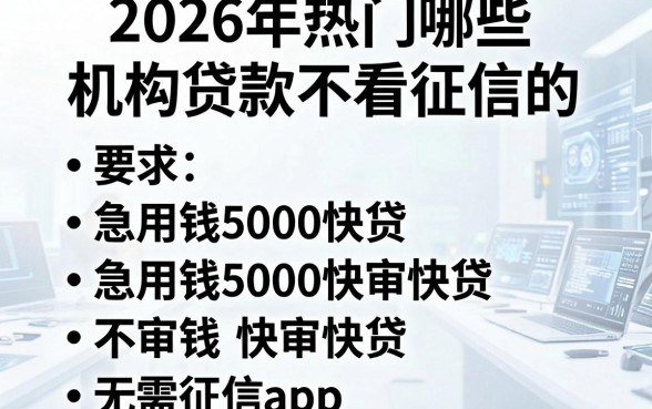 2026年热门哪些机构贷款不看征信的,归纳五个急用钱5000快审快贷无需征信app