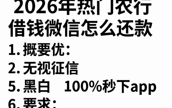 2026年热门农行借钱微信怎么还款,概括5个无视征信黑白100%秒下app