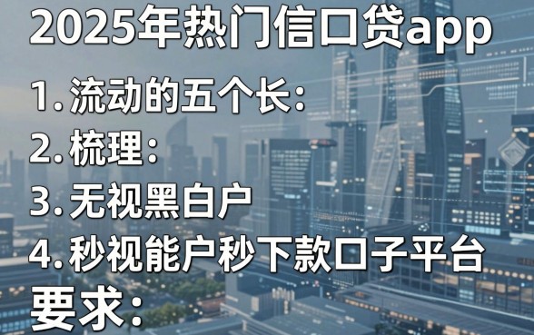2025年热门信口贷app，梳理五个无视黑白户秒下款口子平台