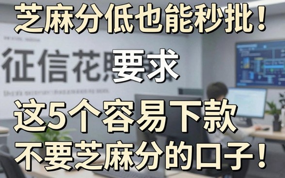 芝麻分低也能秒批!这5个容易下款不要芝麻分的口子,征信花照样借