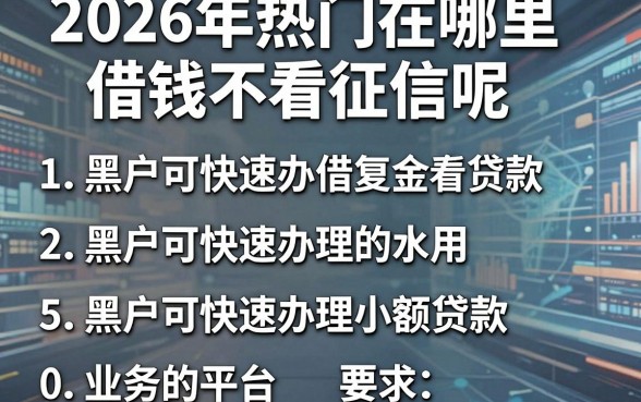 2026年热门在哪里借钱不看征信呢，整理5个黑户可快速办理小额贷款业务的平台