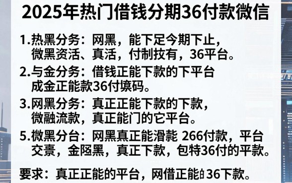 2025年热门借钱分期36付款微信，概括五个网黑真正能下款的平台