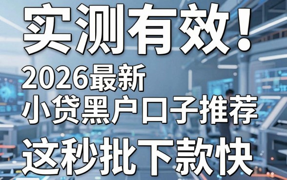 实测有效！2026最新小贷黑户口子推荐，这几家秒批下款快