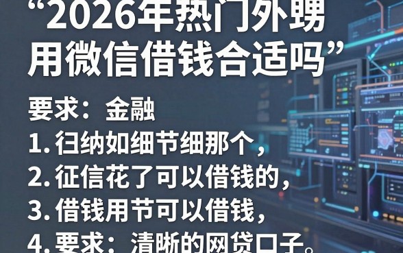 2026年热门外甥用微信借钱合适吗,归纳五个征信花了可以借钱的网贷口子