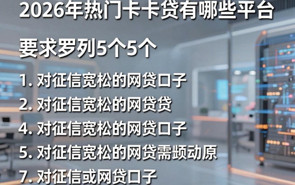 2026年热门卡卡贷有哪些平台，罗列5个对征信宽松的网贷口子