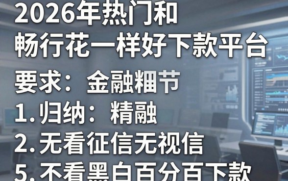 2026年热门和畅行花一样好下款平台，归纳5个不看征信无视黑白百分百下款