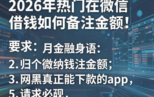 2026年热门在微信借钱如何备注金额，归纳5个网黑真正能下款的app