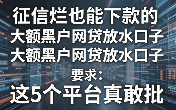征信烂也能下款的大额黑户网贷放水口子，这5个平台真敢批！