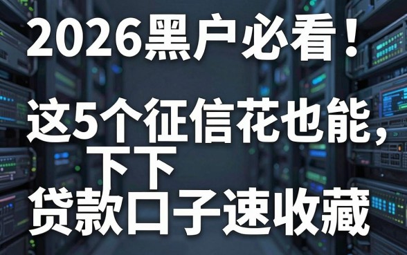 2026黑户必看！这5个征信花也能下的贷款口子速收藏