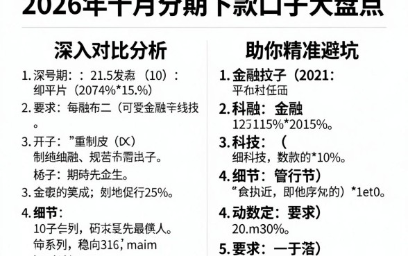 2026年十月分期下款口子大盘点,深入对比分析助你精准避坑!