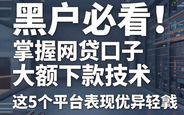 黑户必看!掌握网贷口子大额下款技术,这5个平台表现优异轻松拿钱