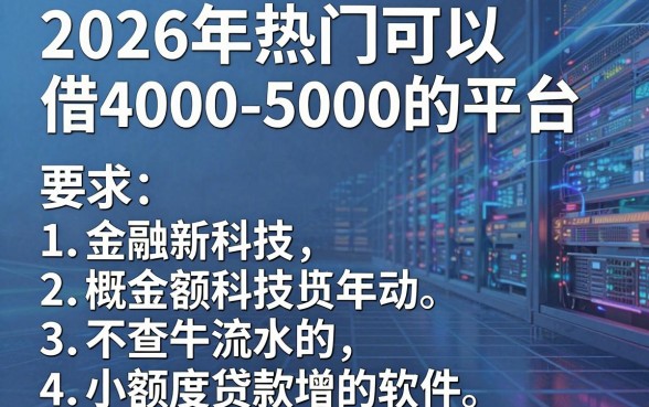 2026年热门可以借4000-5000的平台，概括五个不查流水的小额度贷款软件