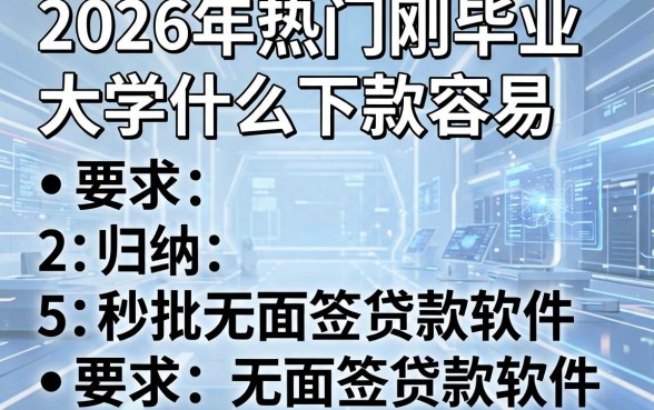 2026年热门刚毕业大学什么下款容易，归纳5个秒批无面签贷款软件