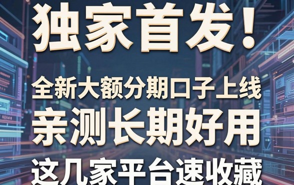 独家首发！全新大额分期口子上线，亲测长期好用，这几家平台速收藏！
