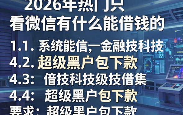 2026年热门只看微信有什么能借钱的，罗列五个超级黑户包下款