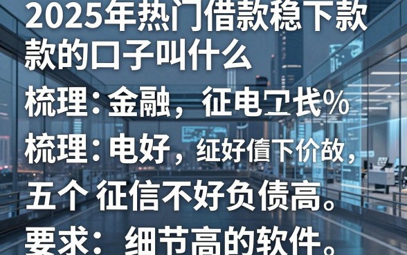 2025年热门借款稳下款的口子叫什么，梳理五个征信不好负债高的软件