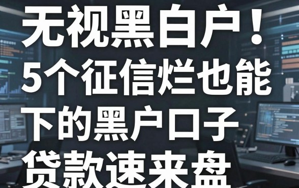 无视黑白户！5个征信烂也能下的黑户口子贷款速来盘