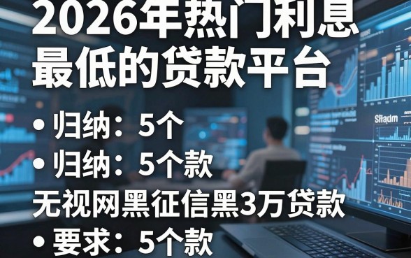2026年热门利息最低的贷款平台，归纳5个无视网黑征信黑3万贷款