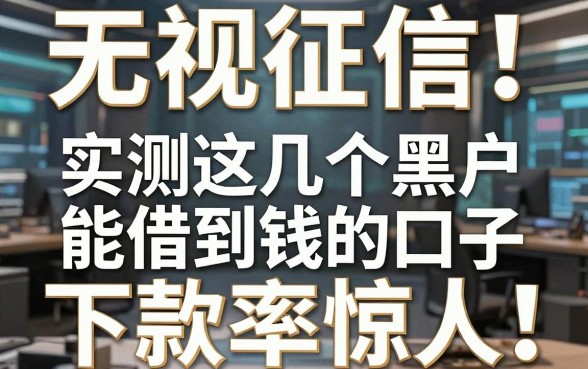 无视征信！实测这几个黑户能借到钱的口子，下款率惊人