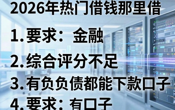 2026年热门借钱那里借,概括五个综合评分不足有负债都能下款口子