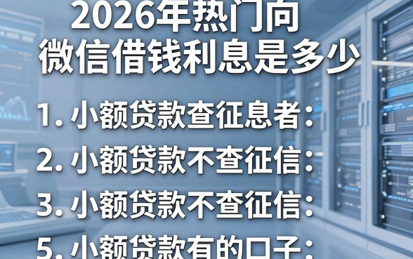 2026年热门向微信借钱利息是多少，整理五个小额贷款不查征信的口子