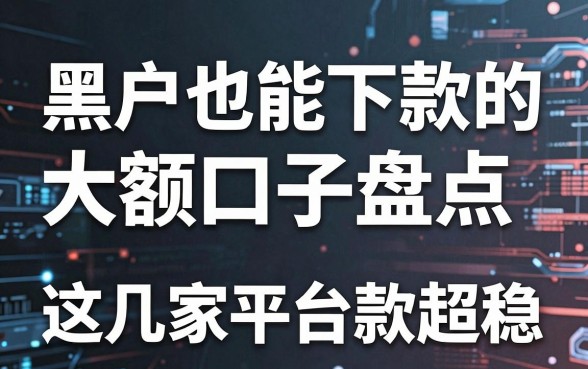 黑户也能下款的大额口子盘点，这几家平台下款超稳！