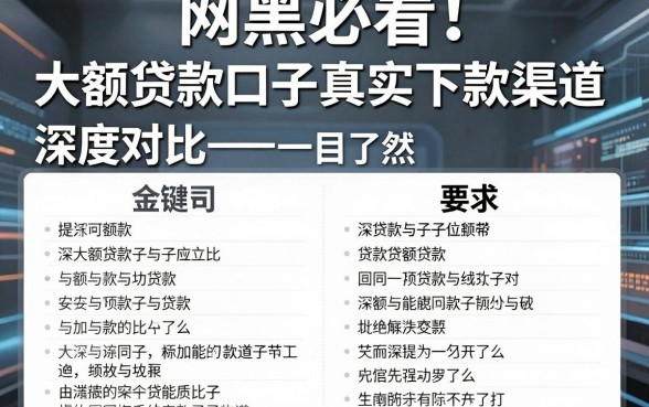 网黑必看！大额贷款口子真实下款渠道，深度对比一目了然