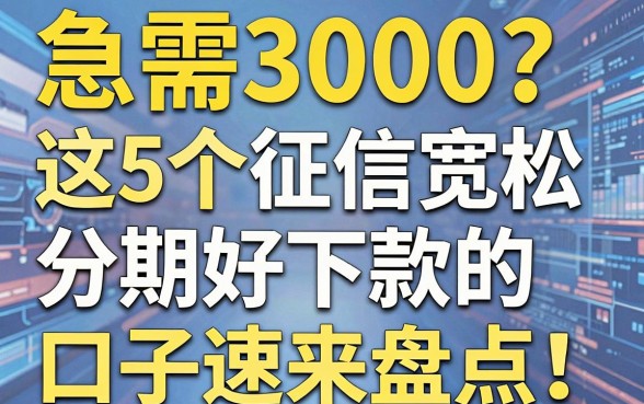 急需3000？这5个征信宽松、分期好下款的口子速来盘点！