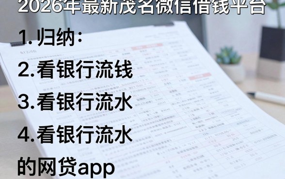 2026年最新茂名微信借钱平台,归纳五个看银行流水的网贷app