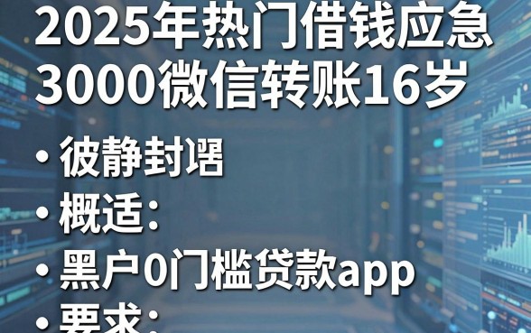 2025年热门借钱应急3000微信转账16岁,概括五个黑户0门槛贷款app