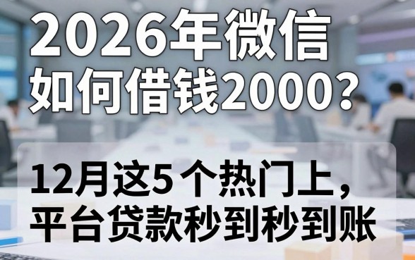 2026年微信如何借钱2000?12月这5个热门贷款平台秒到账!