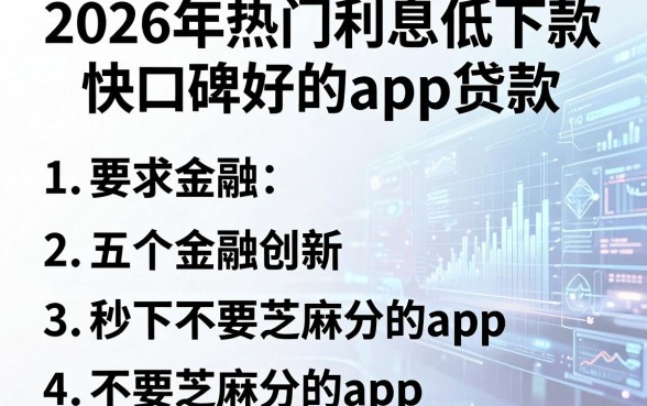 2026年热门利息低下款快口碑好的app贷款,归纳五个金融创新秒下不要芝麻分的app